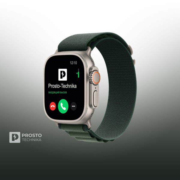 Часы Apple Watch Ultra 2, 49 мм, титан светлого цвета, ремешок Alpine тёмно-зеленого цвета (2024) S